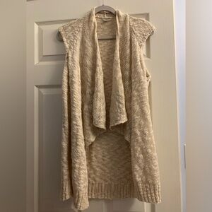 Ecote Women’s Cream Sleeveless Knit Cardigan Sweater Large
